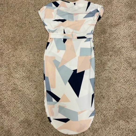 PatPat White with Geometric Design Midi Dress - S - Picture 2 of 8